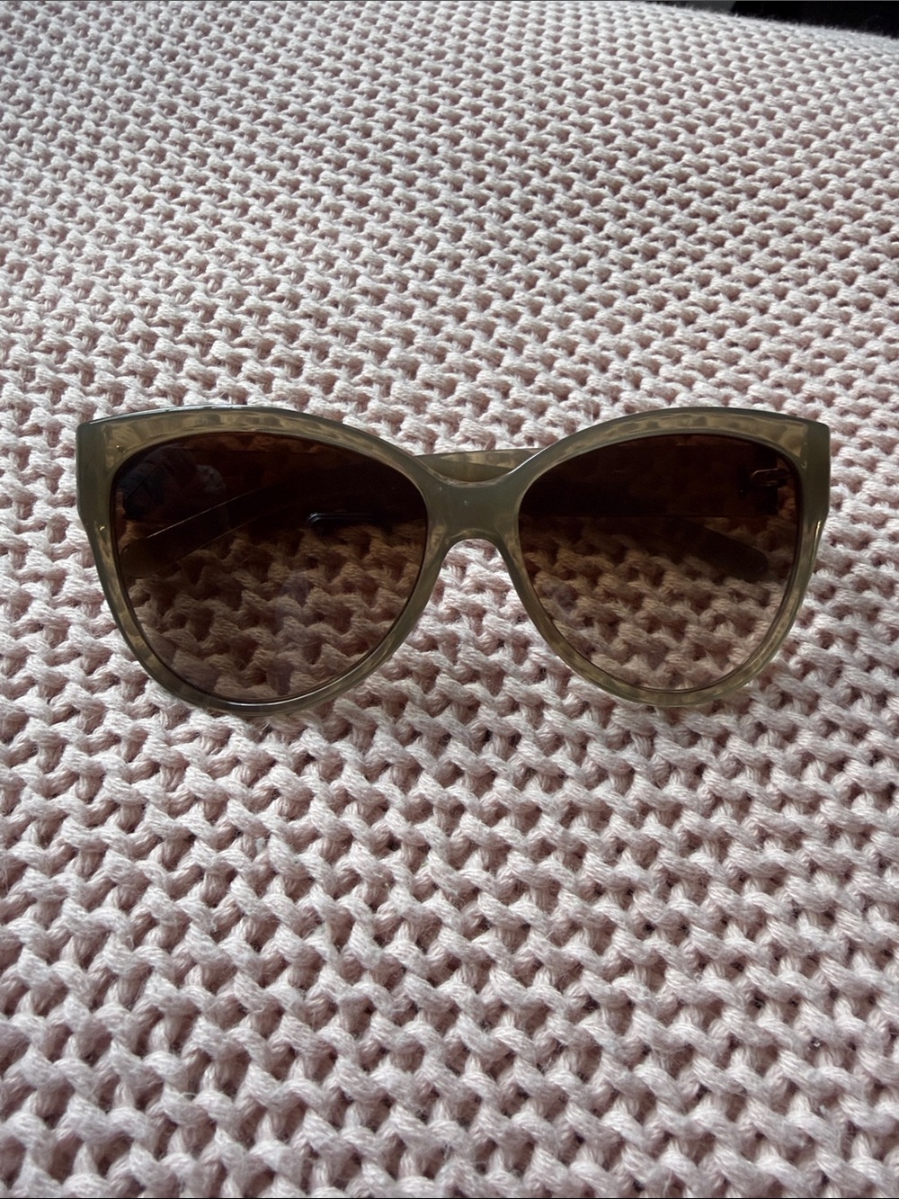 Tory Burch Olive Green Cat-Eye Sunglasses with Brown Lenses